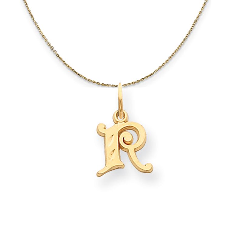 14k Yellow Gold, Isabelle, Mini Letter R Initial Necklace - 20 Inch